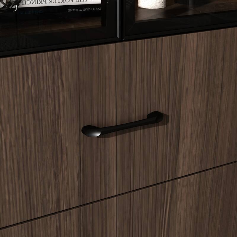 Aluminum and Glass Lighted Cabinet Customizable for Buffet/Bookshelf
