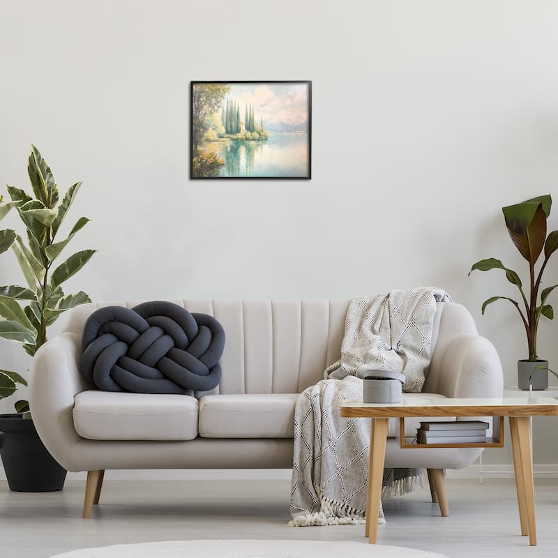 Stupell Lakeside Mansion View Framed Giclee Art Design By Petal Prints Design