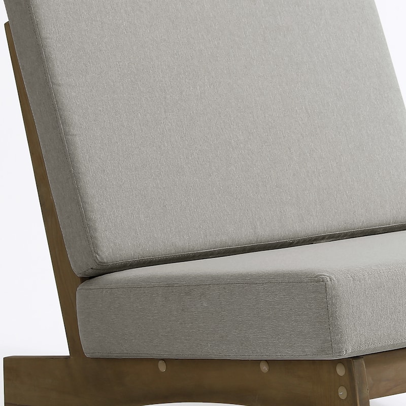 Outdoor Teak Wood Armless Lounge Chair Set Loveseat with Cushions
