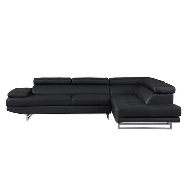 Black Leather L Shaped Two Piece Corner Sectional Black Leather L Shaped Two Piece Corner Sectional