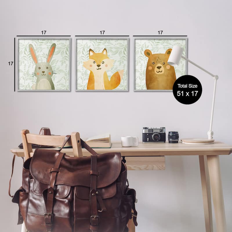 Stupell Joyful Woodland Animals Framed Giclee Art Design By Kim Allen (Set of 3)