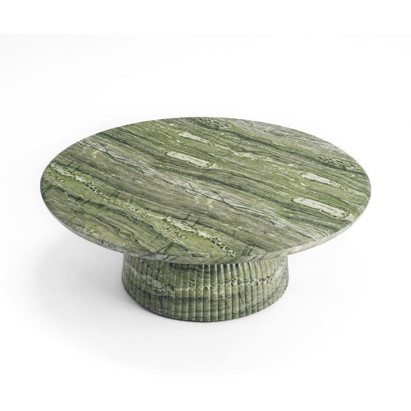 Studio London Maddox Single Round Coffee Table Stone Marble Effect - Fitz Green Marble
