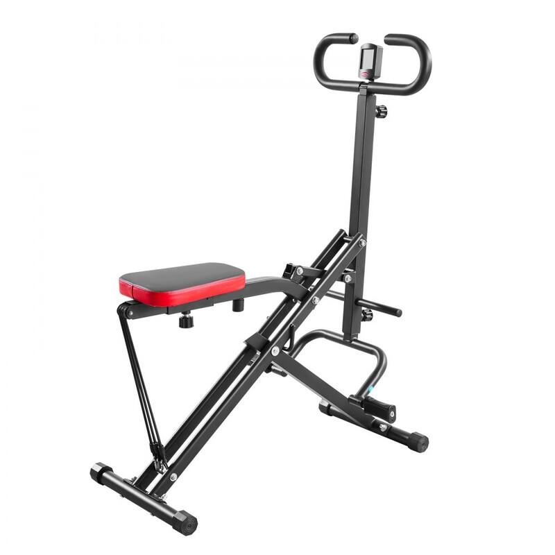 Black Steel Deep Squat Training Machine with Adjustable Seat and Resistance Bands - 35.4 x 22.8 x 44.1 in