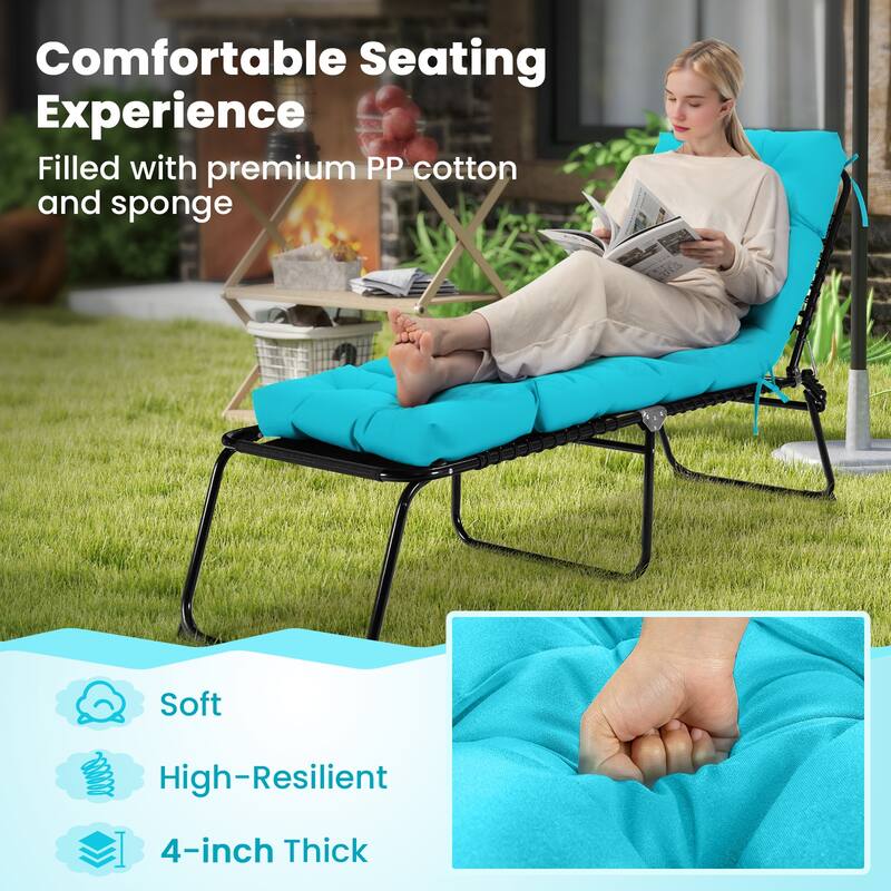 Gymax 73'' Lounge Chaise Cushion Padded Recliner Cushion Indoor