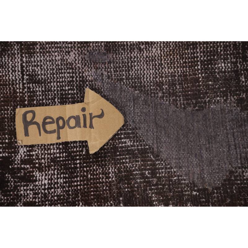 Distressed Brown Over-Dyed Anatolian Turkish Rug Handmade Wool Carpet - 7'2" x 9'10"