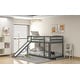 preview thumbnail 4 of 13, Twin Over Twin Solid Wood Bunk Kids Bed Frame with Convertible Slide and Ladder, Safe Design for Bedroom, Easy Assembly, Grey