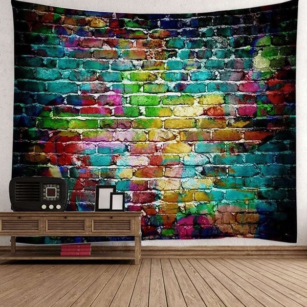 Us Ship Tapestry Colorful Brick Stone Print Art Wall Hanging Home Decor