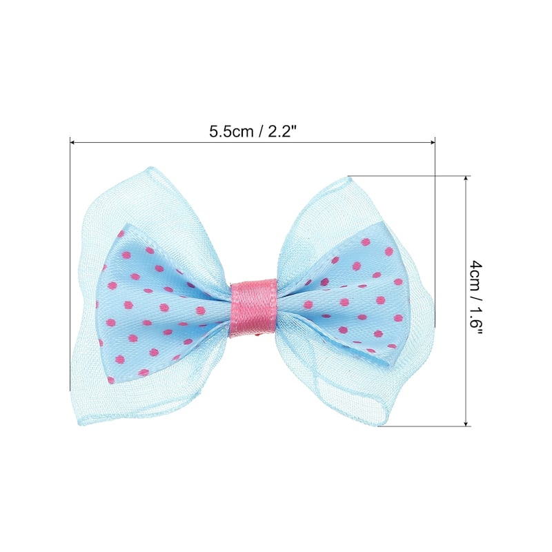 100Pcs 2.2" Mini Bow Tie Satin Ribbon Bows Ties Double-Layered Bowknot - Blue