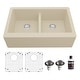 preview thumbnail 1 of 61, Karran Farmhouse Apron Front Quartz Double Bowl Kitchen Sink Kit Bisque