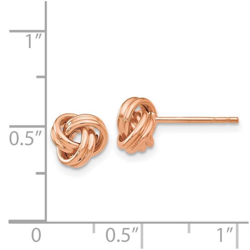 Curata 14k Rose Gold Polished 7mm Love Knot Post Earrings