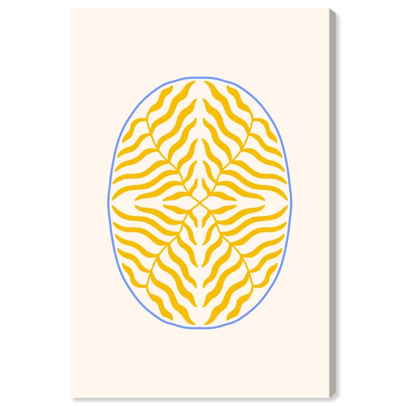 Wynwood Studio Canvas Floral and Botanical Leaves inside a walnut Yellow Modern & Contemporary Wall Art Canvas Print - 30 x 20