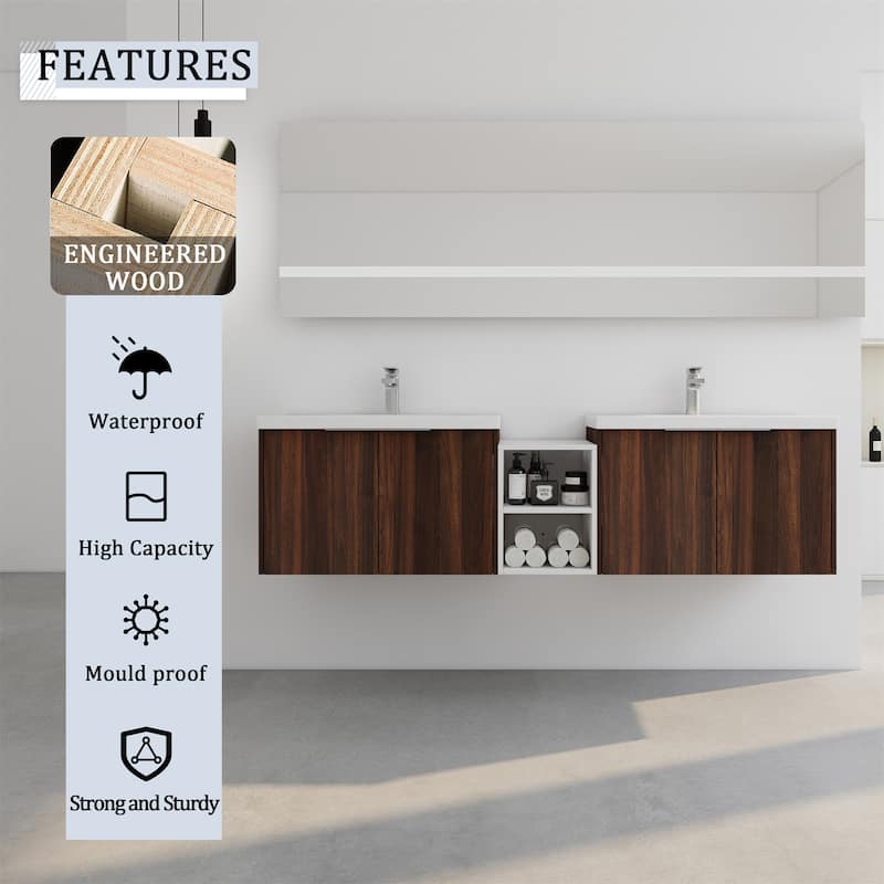 Soft Close Doors Bathroom Vanity with Sink and Storage Cabinet