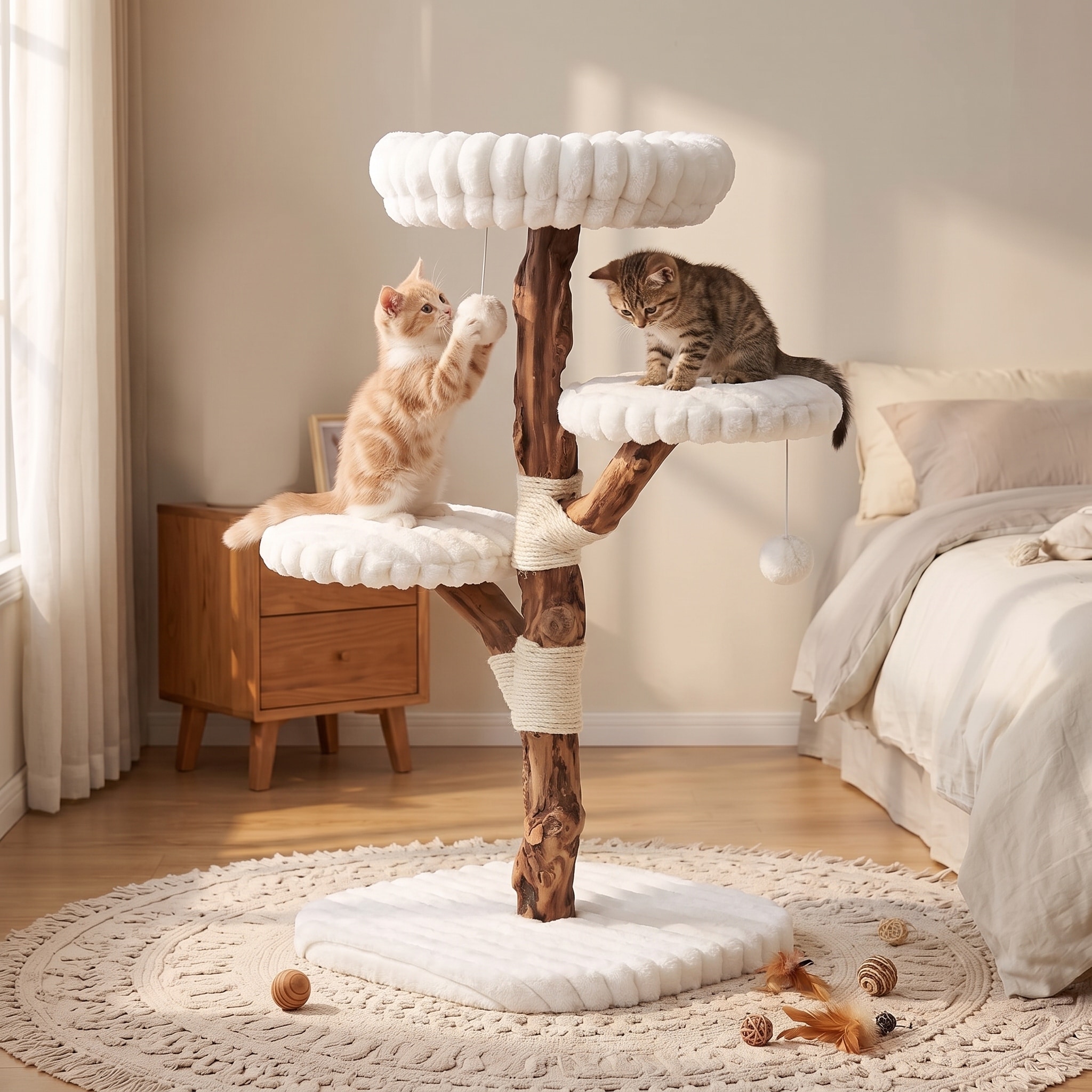 32.28" Tall Cat Tree with Sisal Scratching Posts & Toys