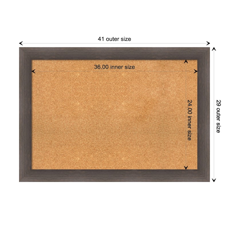 Hardwood Wood Framed Natural Corkboard Bulletin Board - Hardwood Chocolate - Board Size 36x24