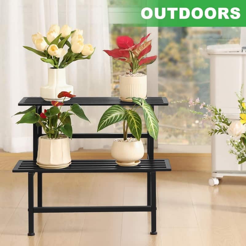 Metal Plant Stand Outdoor Plant Shelf Indoor - 26 x 17.75 x 20.25 inches