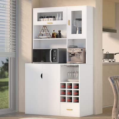 PAKASEPT Freestanding Kitchen Pantry Storage Cabinet Grid Wine Racks