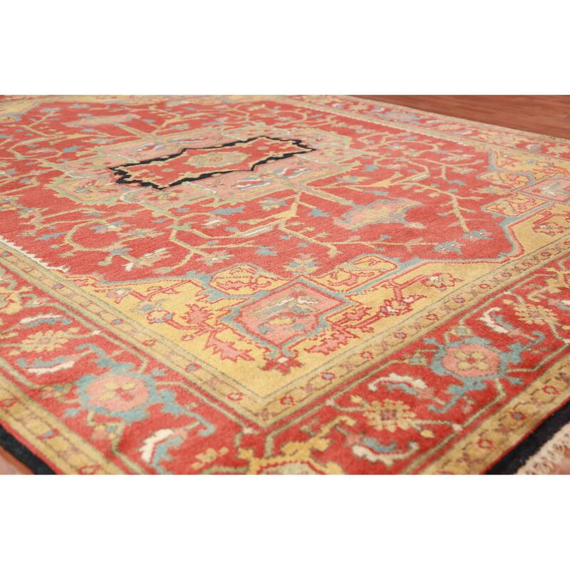 Geometric Heriz Serapi Oriental Area Rug Handmade Wool Carpet - 7'10" x 9'8"