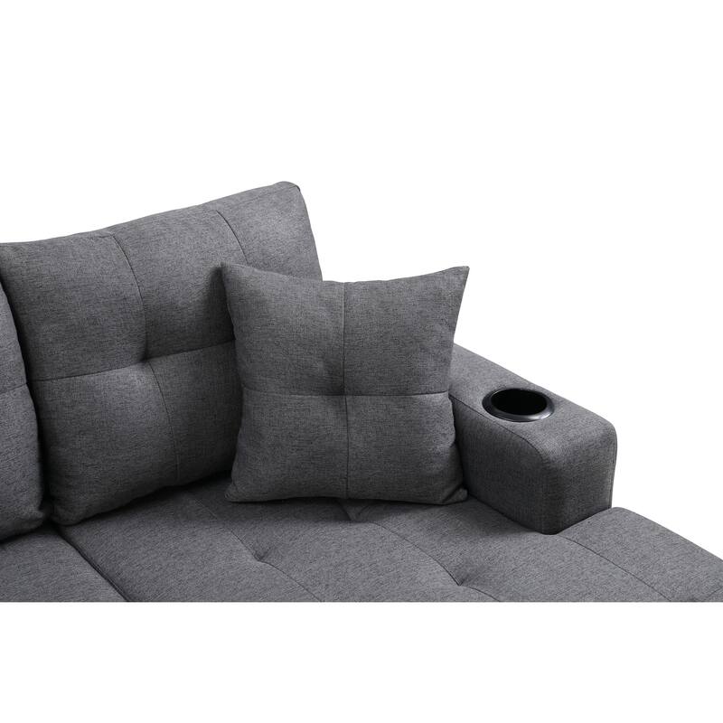 Modern Convertible L-shaped sofa With Pillows