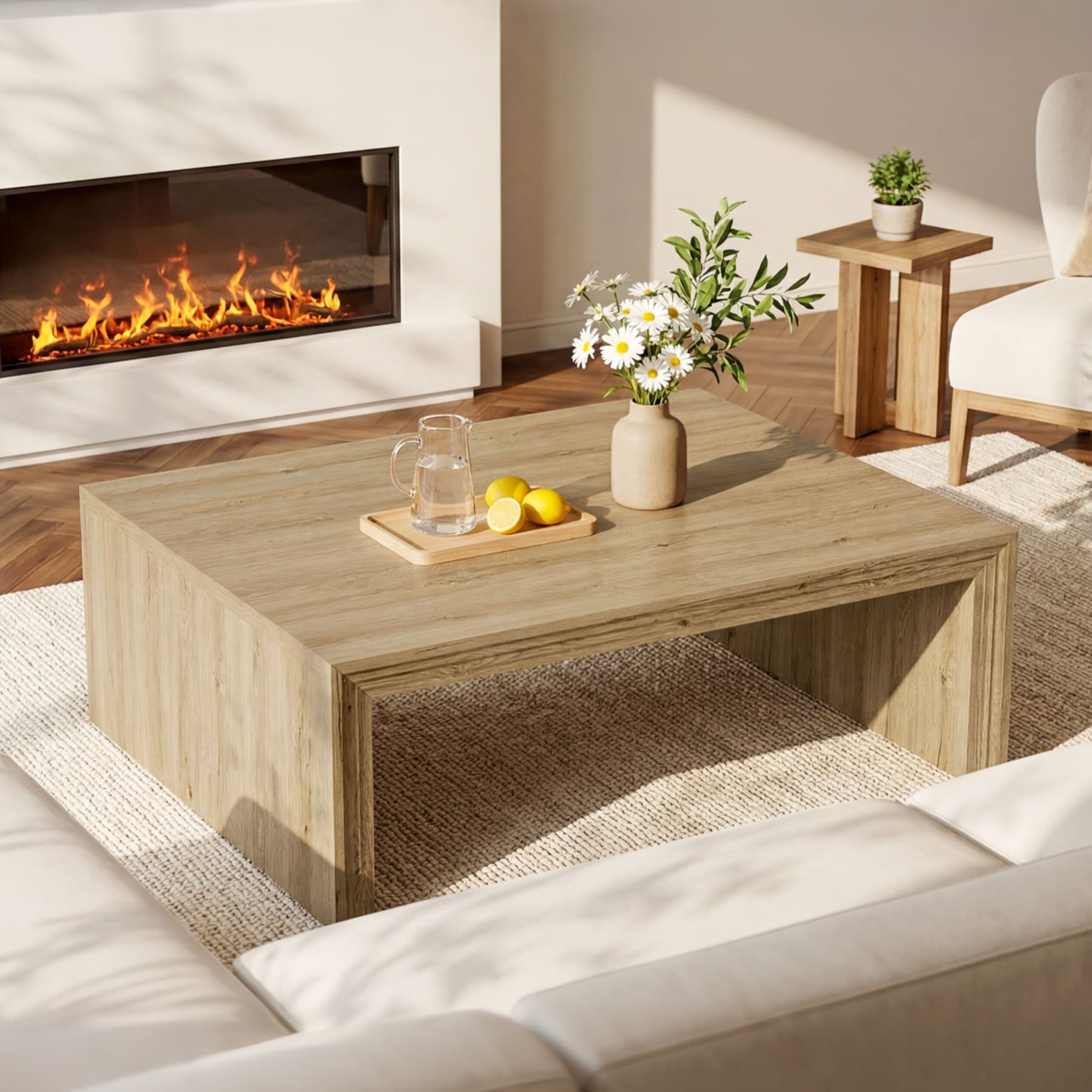 Rectangle Coffee Table, 47-Inch Center Table, Large Center Cocktail Table for Living Room