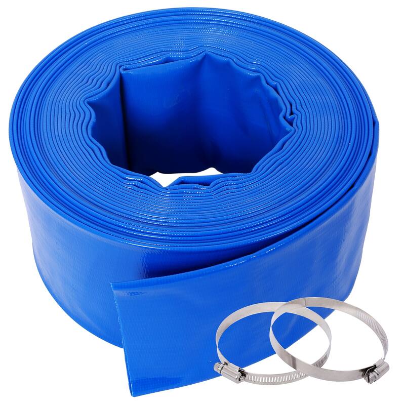 3" Heavy Duty Pool Backwash Hose, Reinforced PVC with 2 Clamps - 3x50FT