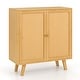preview thumbnail 10 of 8, Gymax Bamboo Buffet Cabinet w/ PE Rattan Doors Freestanding Kitchen