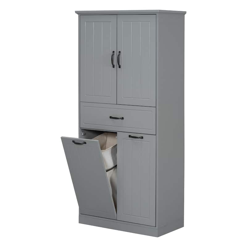 Christopher Knight Home - Everett Traditional Bathroom Storage Cabinet with Dual Laundry Baskets