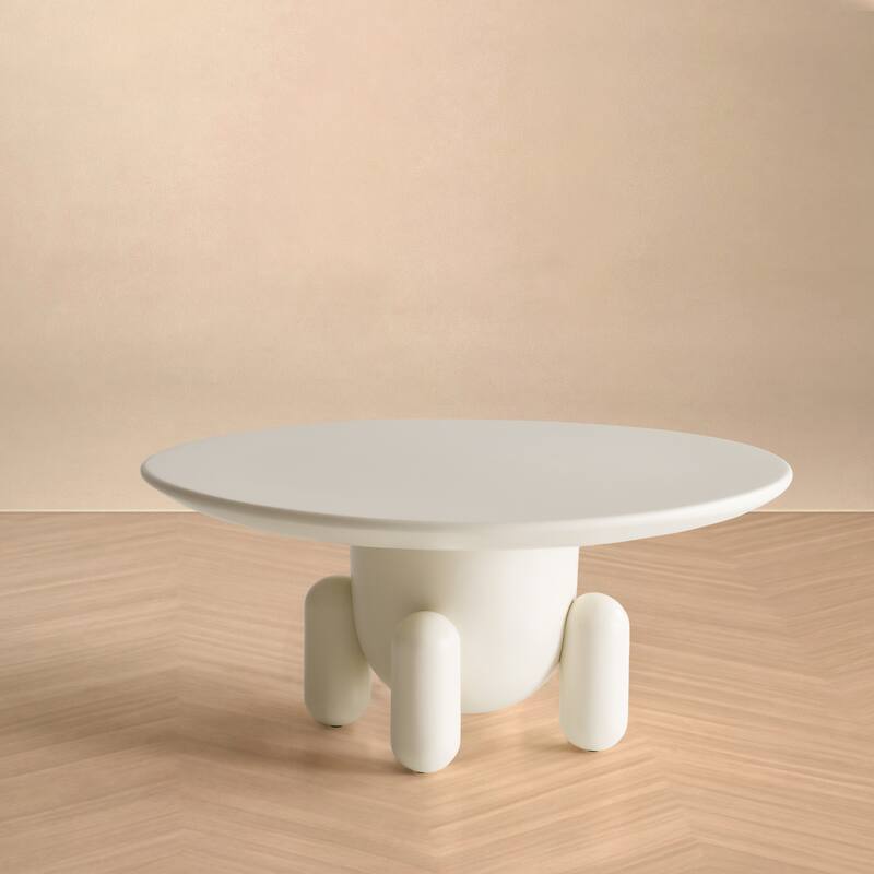 Modrest Gabby Contemporary White Round Coffee Table