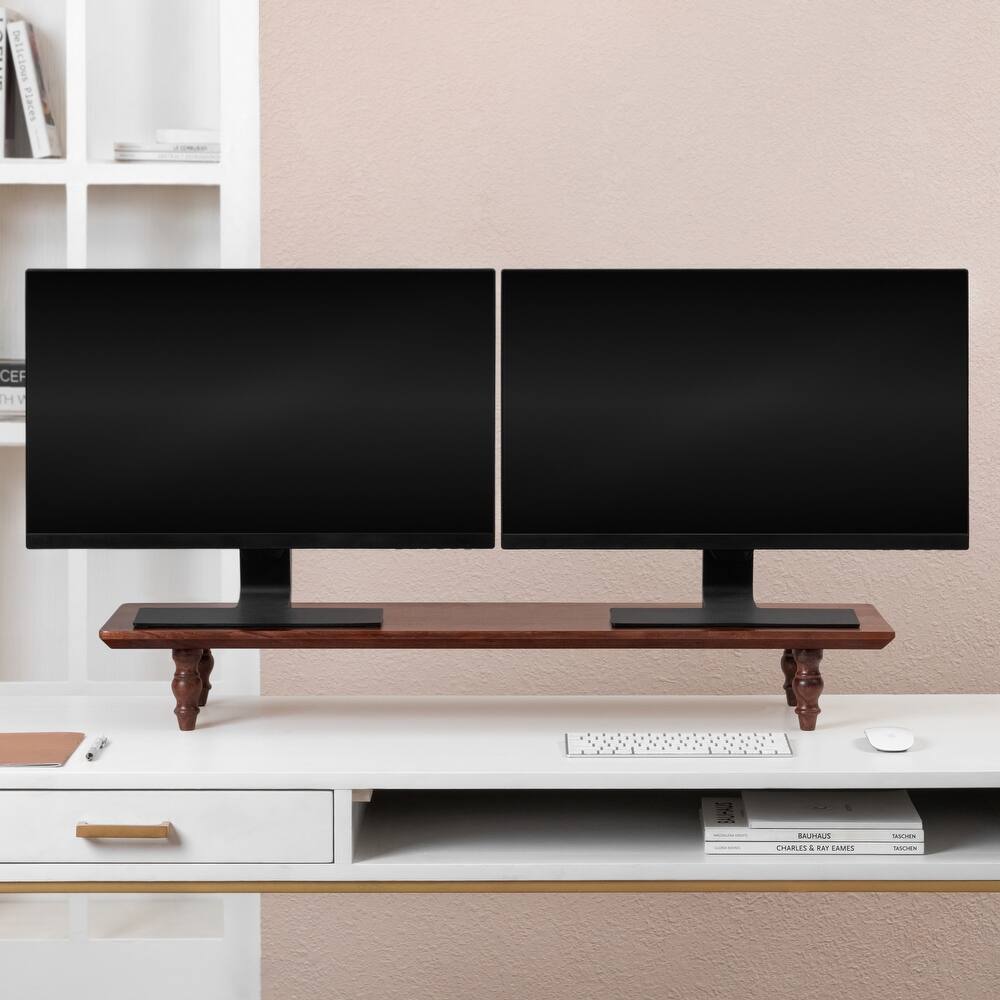 Jani Wood Monitor Stand Riser Desk - Ergonomic Design Stand, Desktop Organizer Table for Home, Office Workspace, Gaming Desk