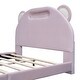 preview thumbnail 9 of 10, Full Size Pink Upholstered Platform Bed with Bear-Shaped Headboard and Embedded Light Stripe, Velvet Low Bed Frame
