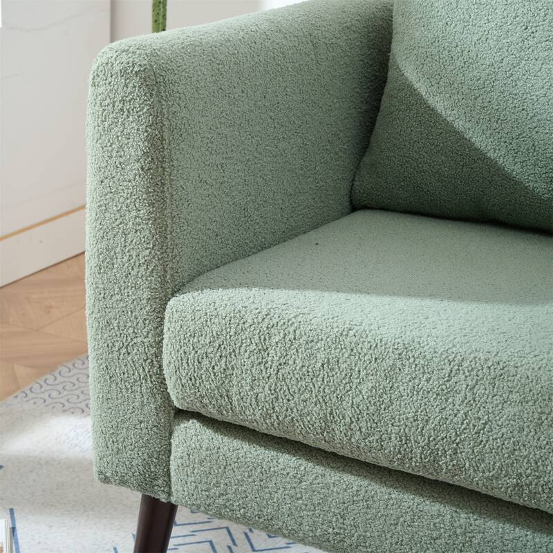 Modern 26.77" Upholstered Arm Chair with Solid Wood Legs and Waist Pillow