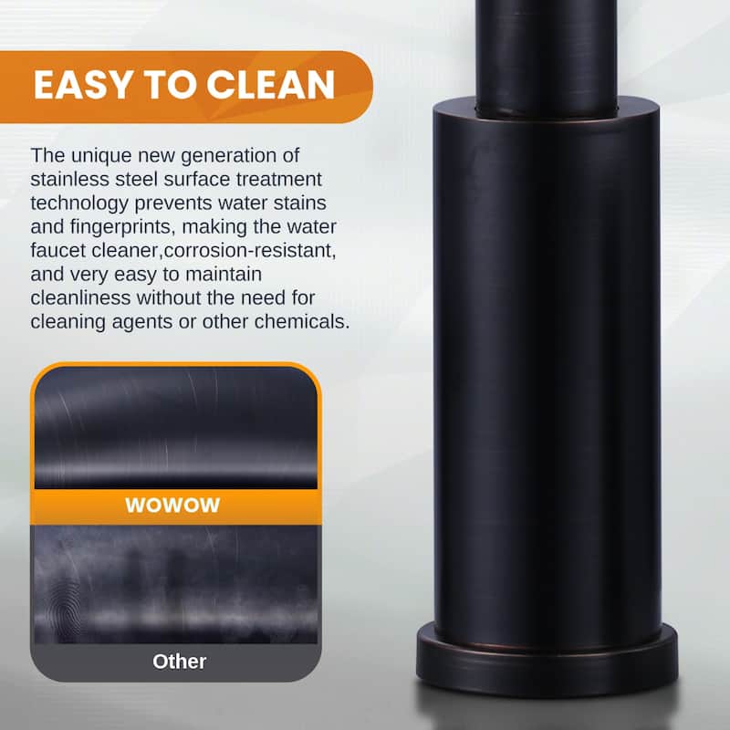 WOWOW Single Handle Pull Down Kitchen Faucet with Soap Dispenser