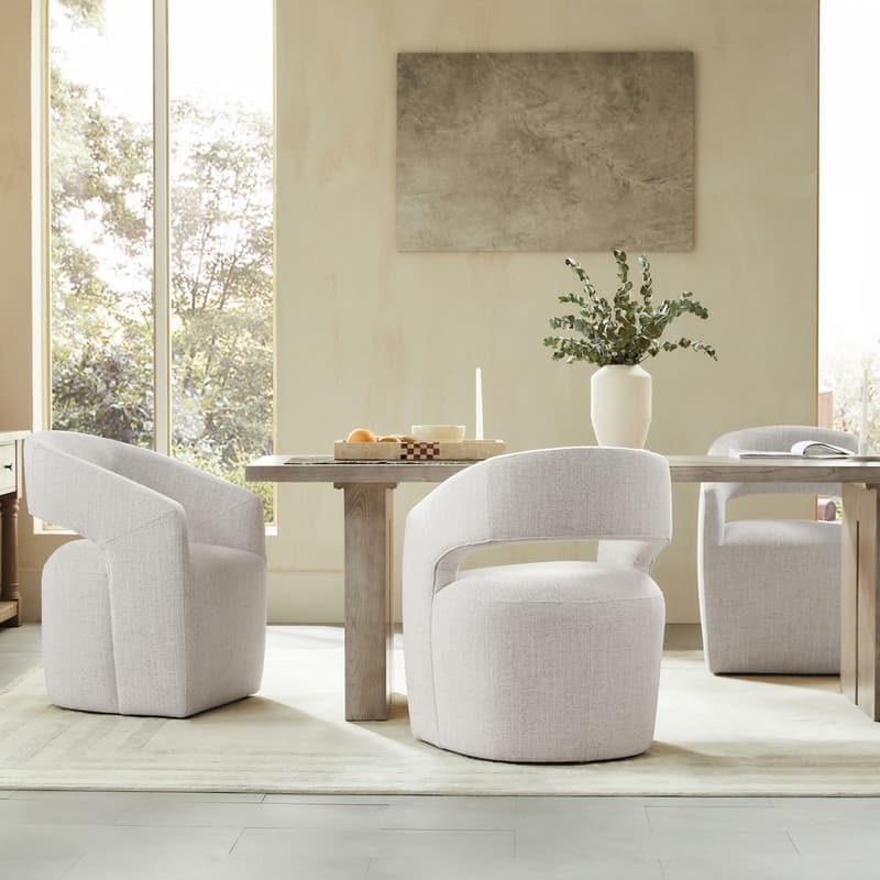 Joey Modern Barrel Dining Chair with Caster Wheels & Open Back Fully Assembled