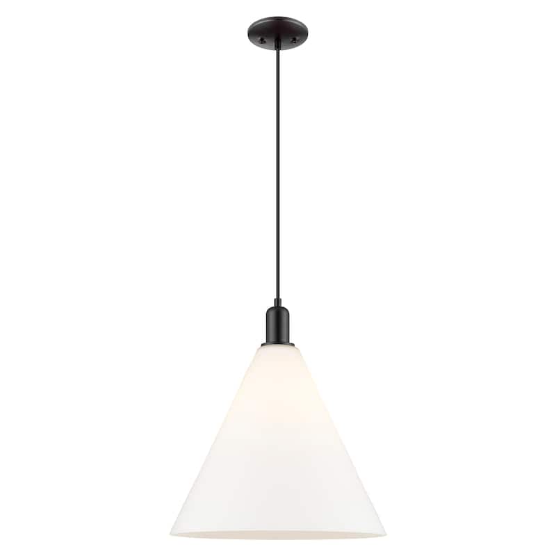 Innovations Lighting Endless Possibilities Arcadia - Berkshire Glass - 1 Light 16" Stem Hung Mini Pendant - Matte White/Matte Black