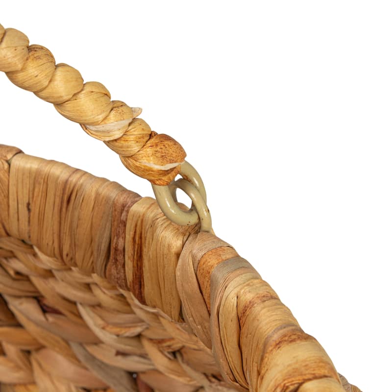 Household Essentials Handwoven Water Hyacinth Flower Baskets, Set of 2 - 16.0"L x 16.5"W x 10.5"H