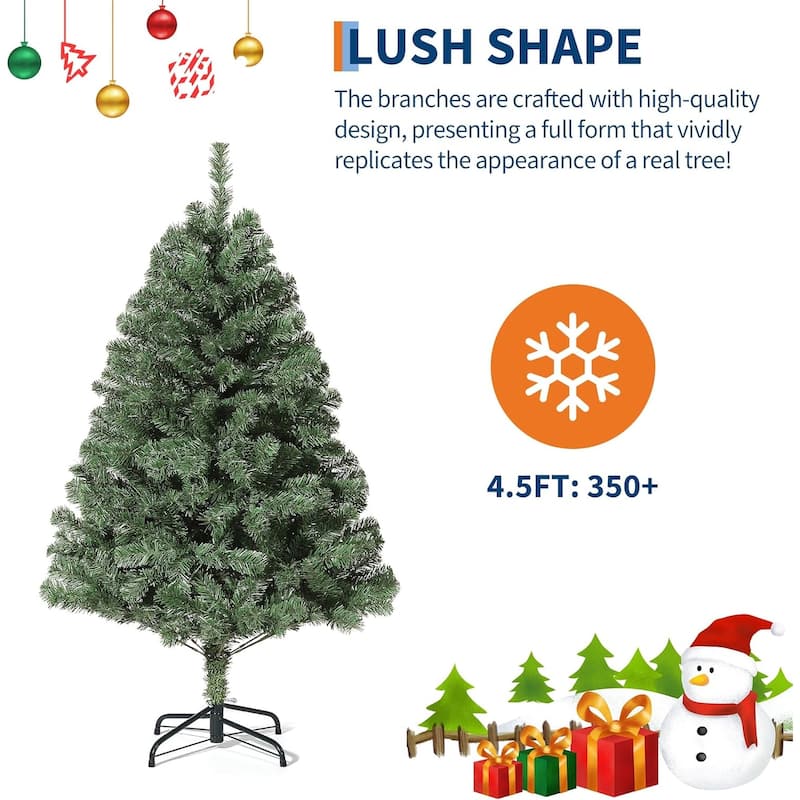 Pre-Lit Artificial Spruce Christmas Tree with White Lights, Unlit Hinged Design