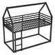 preview thumbnail 9 of 9, Twin Over Twin Metal House Bunk Kids Bed Frame with Built-in Ladder, Slide, and Guardrails, Whimsical Playhouse Design, Black