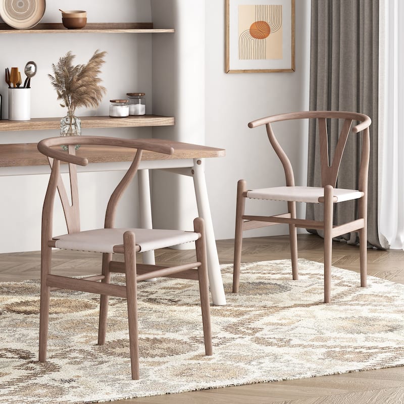 Gessford Ash Wood Dining Chairs (Set of 2) by Christopher Knight Home - Antique/ Tan