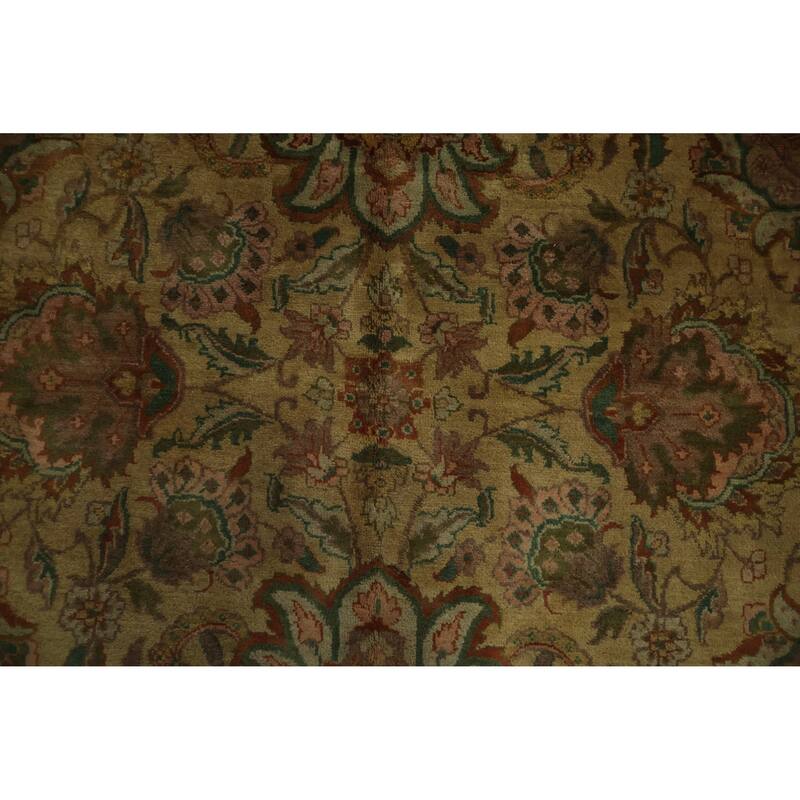 Hand Knotted Oriental 100% Wool Carpet Traditional Floral Yellow & Gold Agra Area Rug - 10' 0'' X 7' 10''
