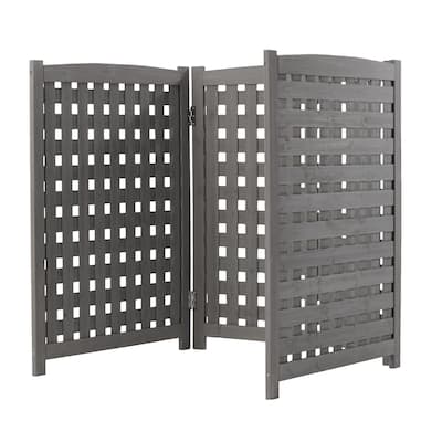 3-Panel Outdoor Air Conditioner Fence Screen, Outside Wood Privacy Fence, 32" W x 38" H