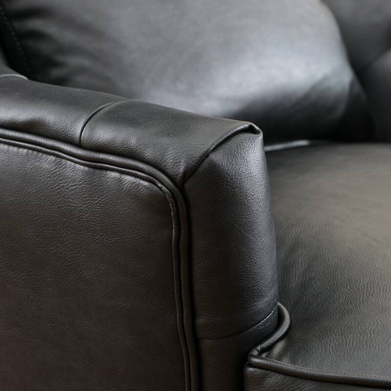 KINWELL Upholstered Tufted Faux Leather Wingback Chair PU Accent Chair