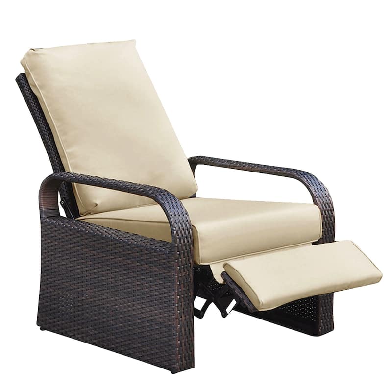 Comfy Wicker Adjustable Chair with Aluminum Frame