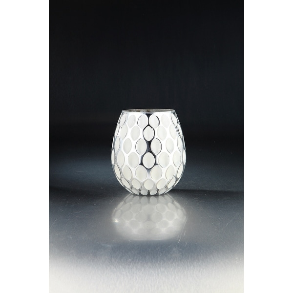 8.5" White and Clear Handblown Glass Tabletop Decor - N/A