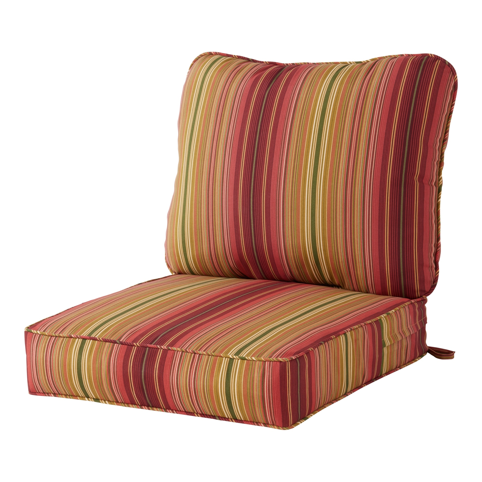 Kinnabari Stripe 2-Piece Premium Deep Seat Outdoor Cushion Set (Cushions Only)