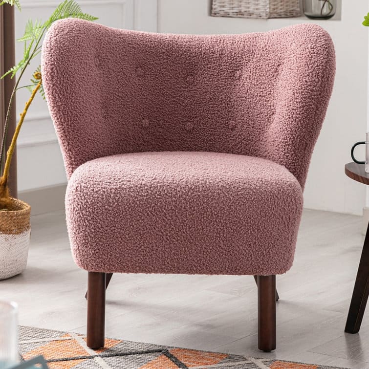 Tufted Side Chair with Solid Wood Legs for Living Room Bedroom