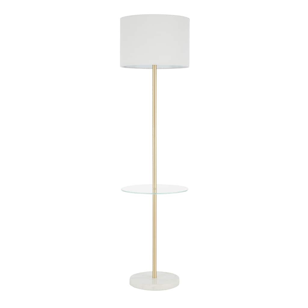 Chloe Contemporary Floor Lamp with Clear Glass Shelf