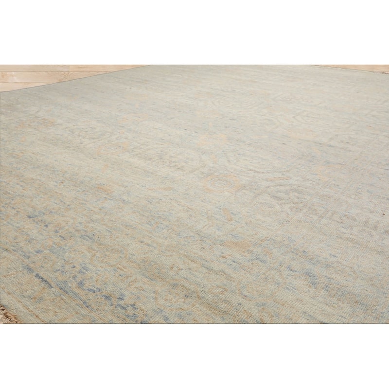 LoomBloom Gray Hand Knotted Oushak Wool Oriental Transitional Area Rug - 7' 10'' x 9' 10''