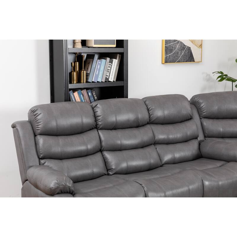 Donivi LED Faux Leather Reclining Sectional With Speakers