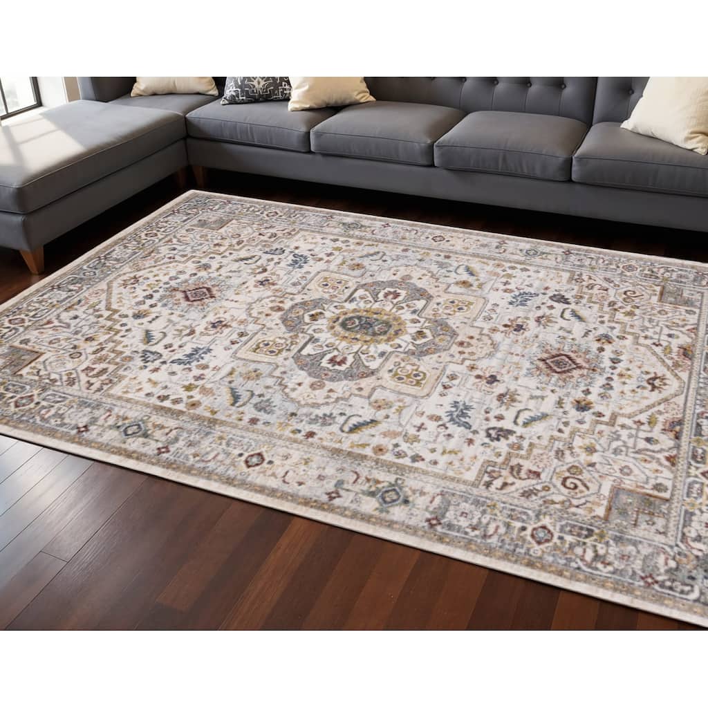 HomeRoots Medallion Modern Rectangle Area Rug - 8' X 10'