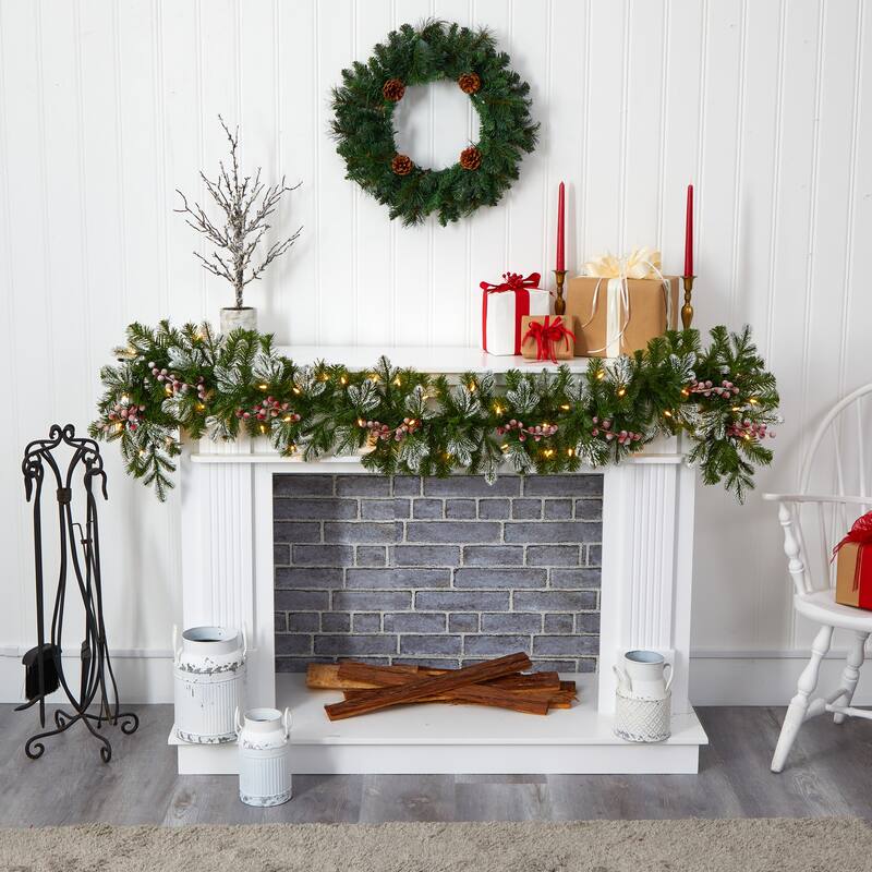 6' Snow Tipped Christmas Garland with 50 Warm White LED Lights