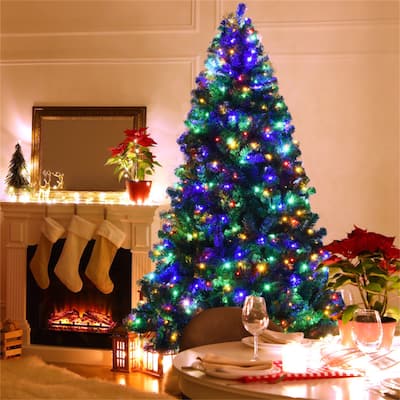Clihome 7.5 Ft Pre-Lit Artificial Spruce Christmas Tree with 550 Multicolor Lights for Festival